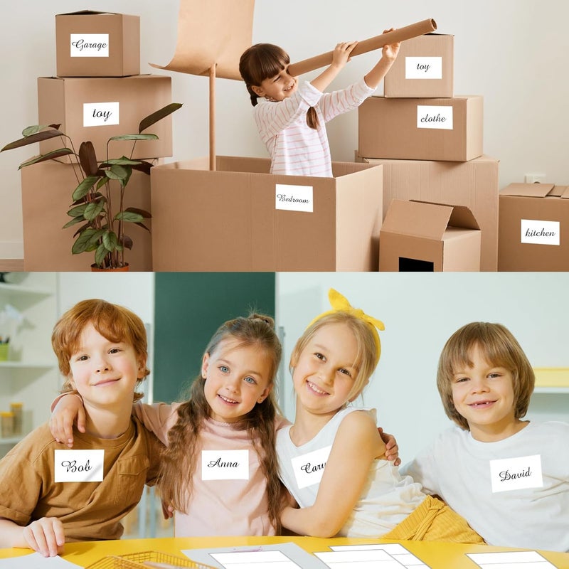 STARLIBOO Removable Colored Labels Stickers, 3X5 Inch Removable Large Label Stickers for Moving Boxes and Storage Bins- Waterproof- Tear Resistant (White) - Image 4